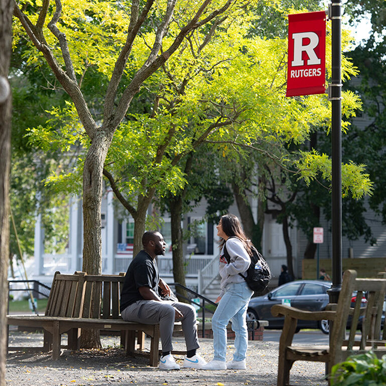 Students walking around campus